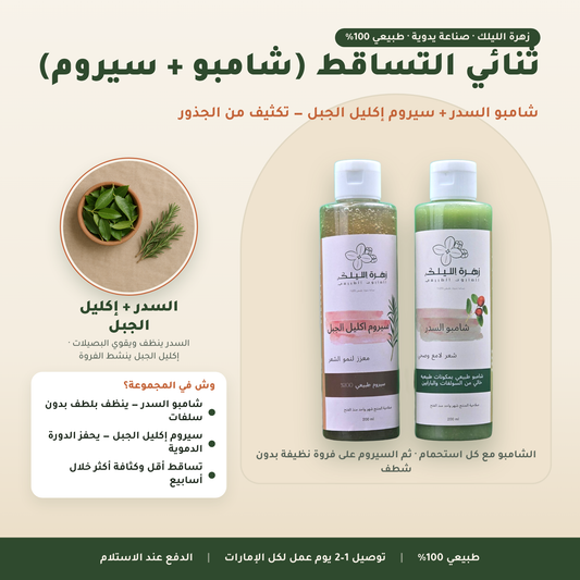 ثنائي التساقط (شامبو + سيروم) — المكونات والمحتويات