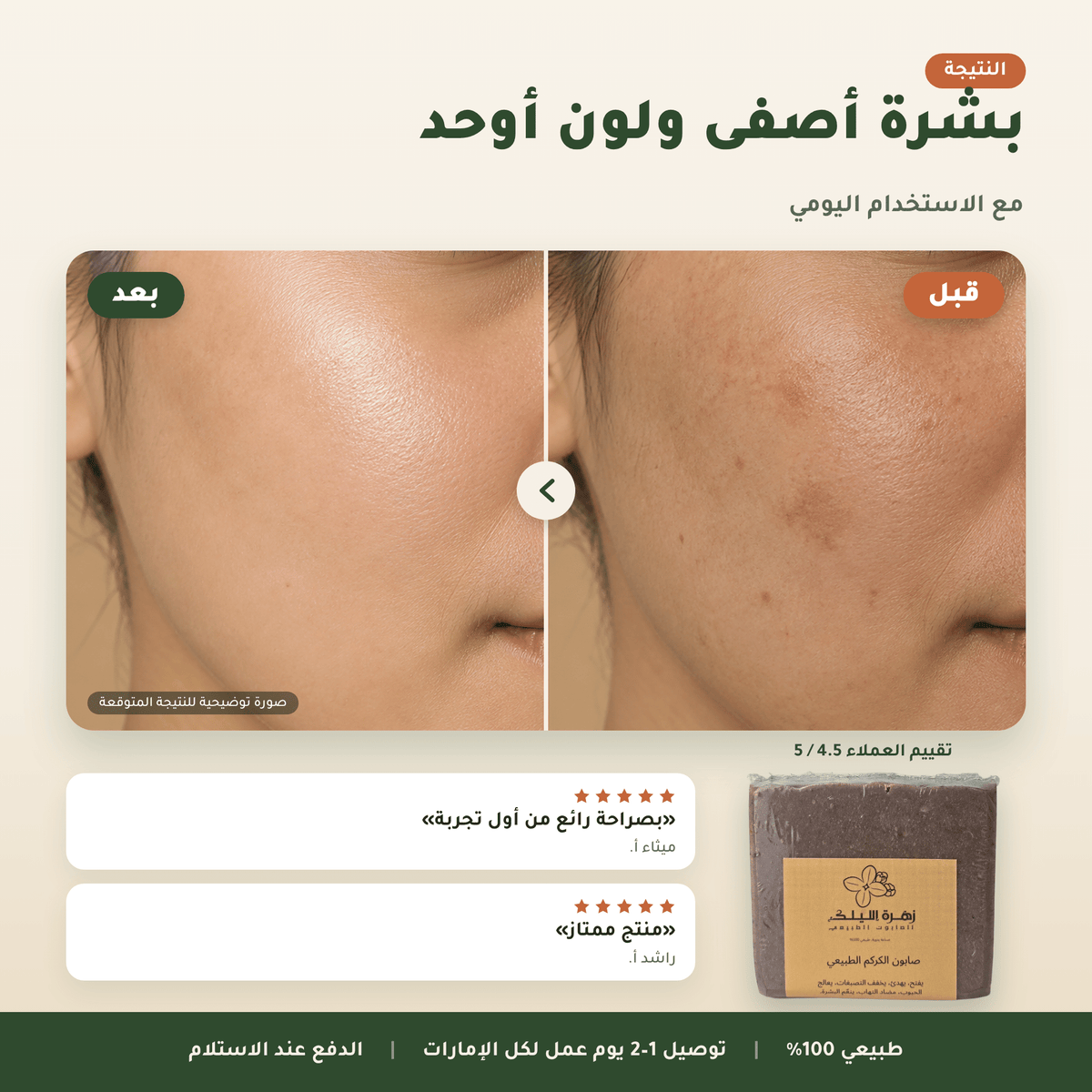 صابون الكركم المفتح العناية بالجسم